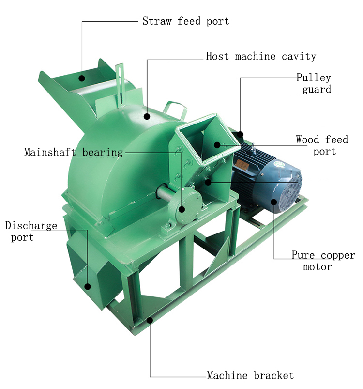 Small mobile wood chipper machine